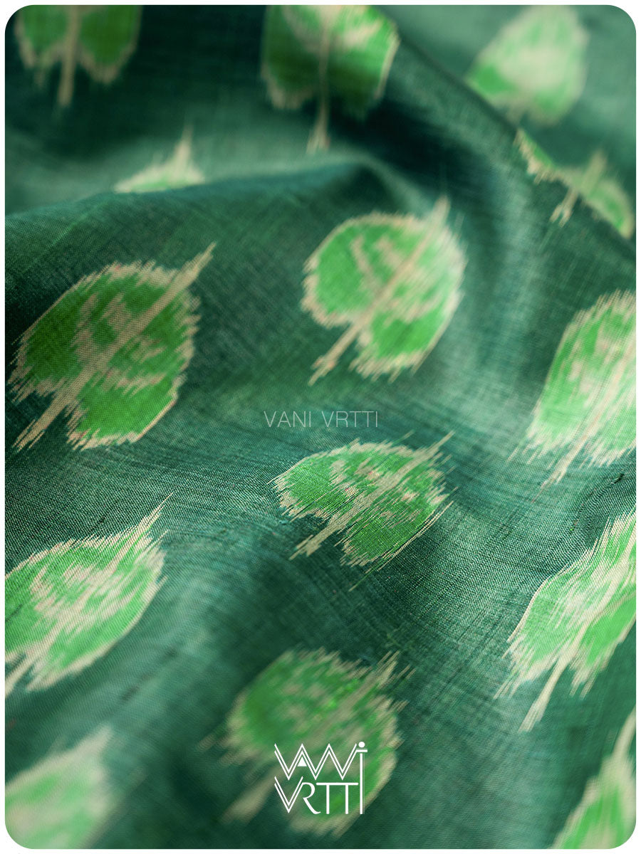 Emerald Green Peepal Ikat Handspun Tussar Silk Saree