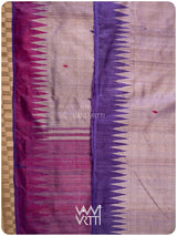 Greyish Lilac Magenta Ganga Jamuna Bristi Handspun Tussar Silk Saree