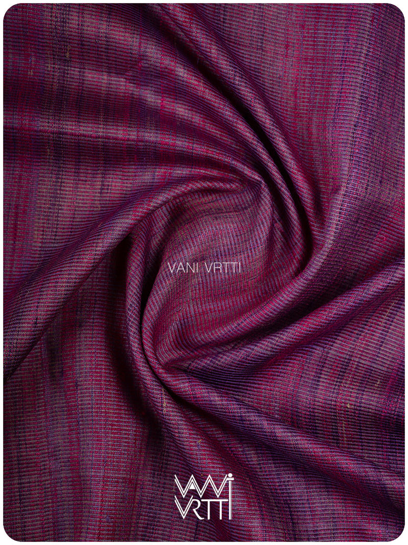 Greyish Lilac Magenta Ganga Jamuna Bristi Handspun Tussar Silk Saree