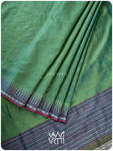 Fern Green Brown Aarush Handspun Tussar Silk Saree