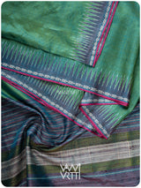 Fern Green Brown Aarush Handspun Tussar Silk Saree
