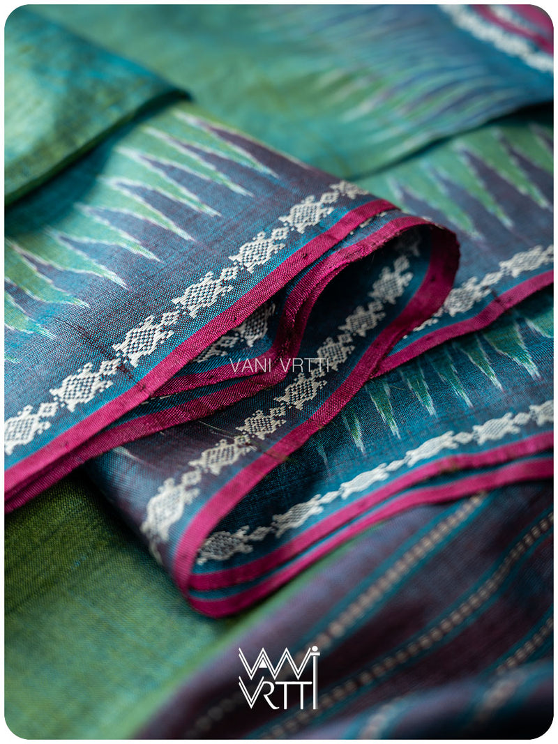 Fern Green Brown Aarush Handspun Tussar Silk Saree