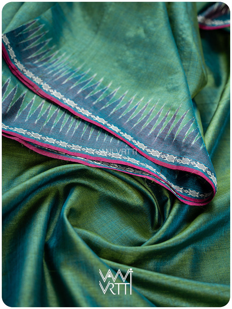 Fern Green Brown Aarush Handspun Tussar Silk Saree