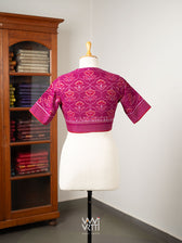 Purplish Pink Laal Jaba V Line Yoke Cotton Ikat Blouse