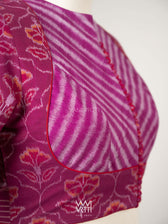 Purplish Pink Laal Jaba V Line Yoke Cotton Ikat Blouse