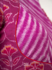 Purplish Pink Laal Jaba V Line Yoke Cotton Ikat Blouse