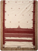 Off White Red Temple Motif Kotpad Shawl