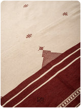 Off White Red Temple Motif Kotpad Shawl