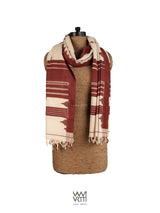 Off White Red Temple Motif Kotpad Shawl