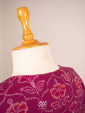 Purplish Pink Laal Jaba Deep Plunge Neck Cotton Ikat Padded Blouse