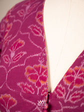 Purplish Pink Laal Jaba Deep Plunge Neck Cotton Ikat Padded Blouse