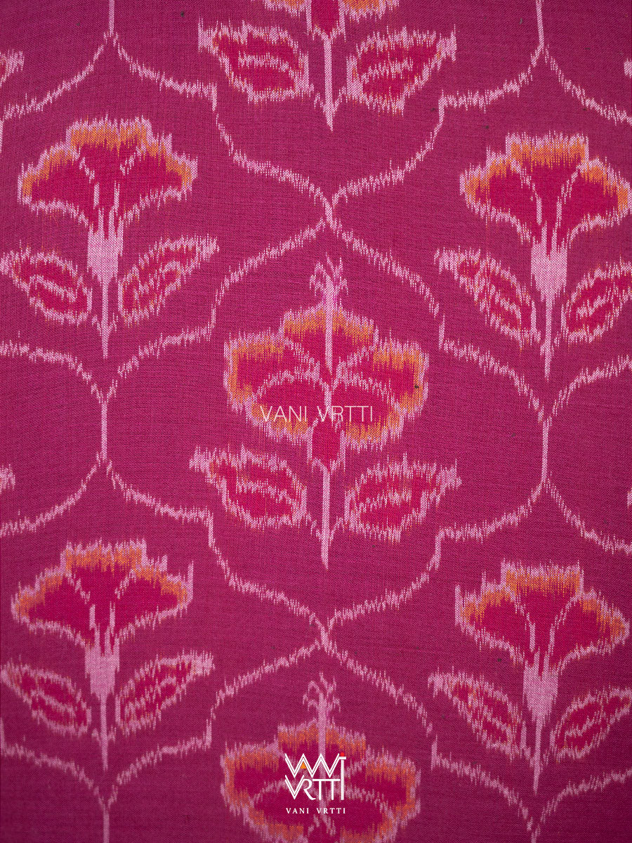 Purplish Pink Laal Jaba Deep Plunge Neck Cotton Ikat Padded Blouse