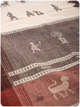 Off White Tribal Master Weave Tiger Kotpad Shawl