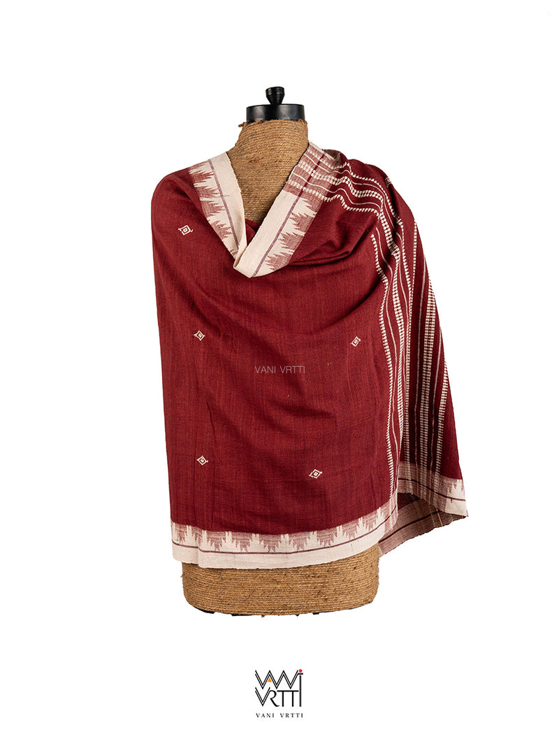 Madder Red Diamond Butta Kotpad Shawl