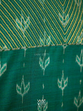 Rama Green Lotus Bud Collared Cotton Ikat Blouse