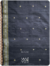 Mehendi Green Black Brahma Kamal Master Weave Exclusive Handspun Tussar Silk Saree