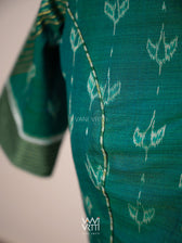Rama Green Lotus Bud Collared Cotton Ikat Blouse