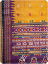 Mango Yellow Purple Veena Pani Lata Master Weave Exclusive Handspun Tussar Silk Saree