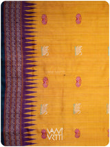 Mango Yellow Purple Veena Pani Lata Master Weave Exclusive Handspun Tussar Silk Saree