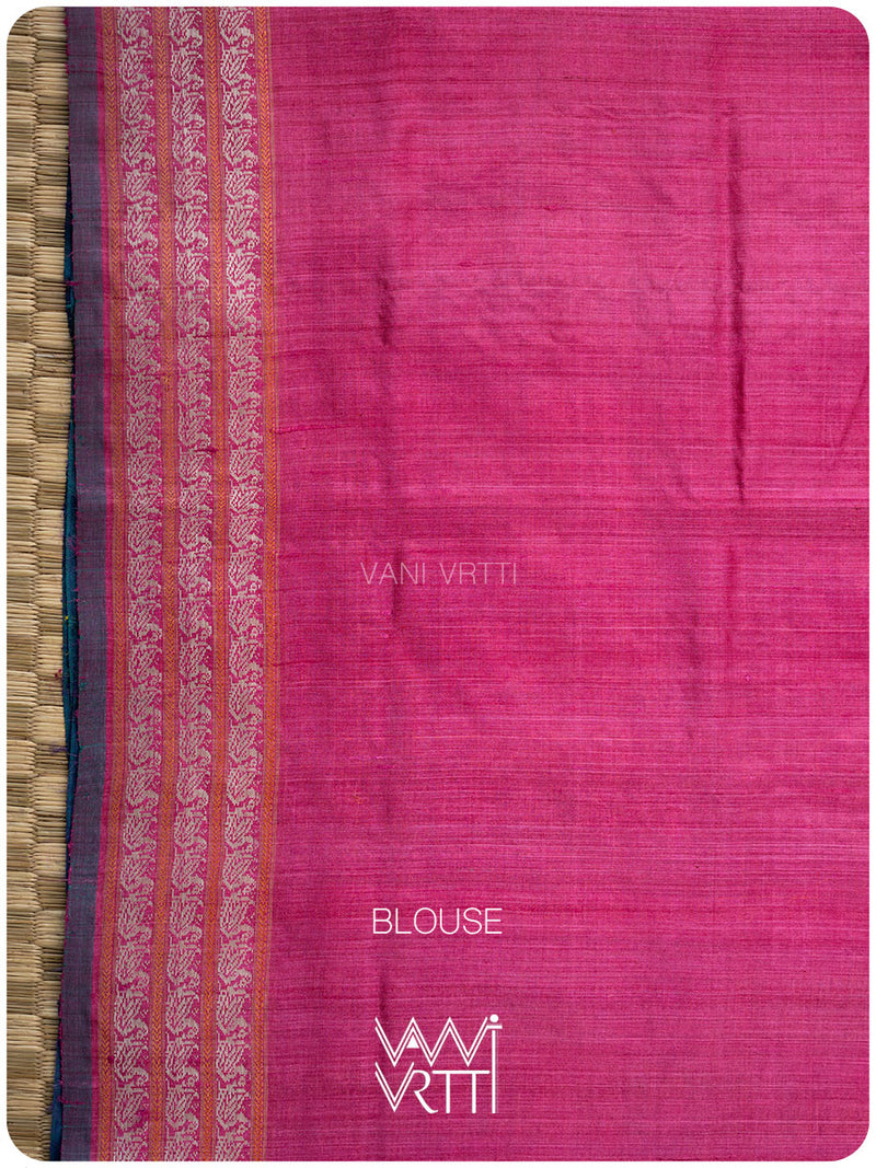 Mango Yellow Purple Veena Pani Lata Master Weave Exclusive Handspun Tussar Silk Saree