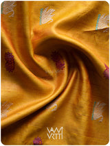 Mango Yellow Purple Veena Pani Lata Master Weave Exclusive Handspun Tussar Silk Saree