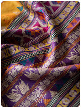 Mango Yellow Purple Veena Pani Lata Master Weave Exclusive Handspun Tussar Silk Saree