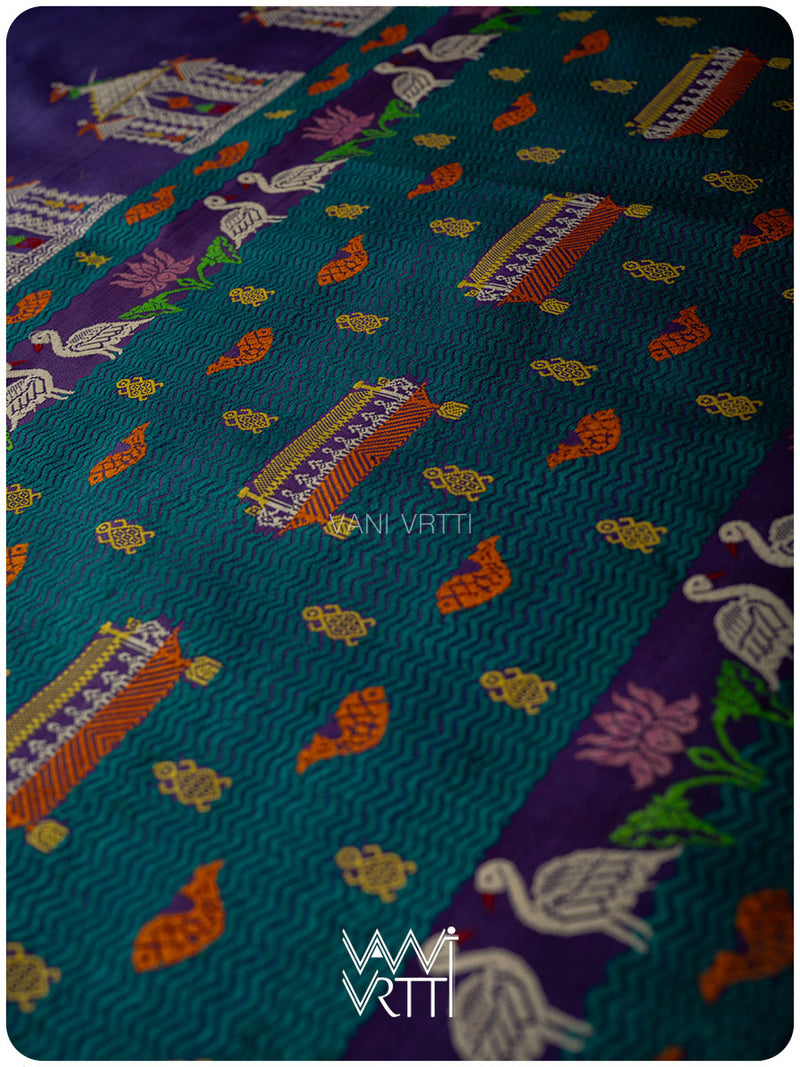 Deep Baingani Chilika Master Weave Exclusive Handspun Tussar Silk Saree