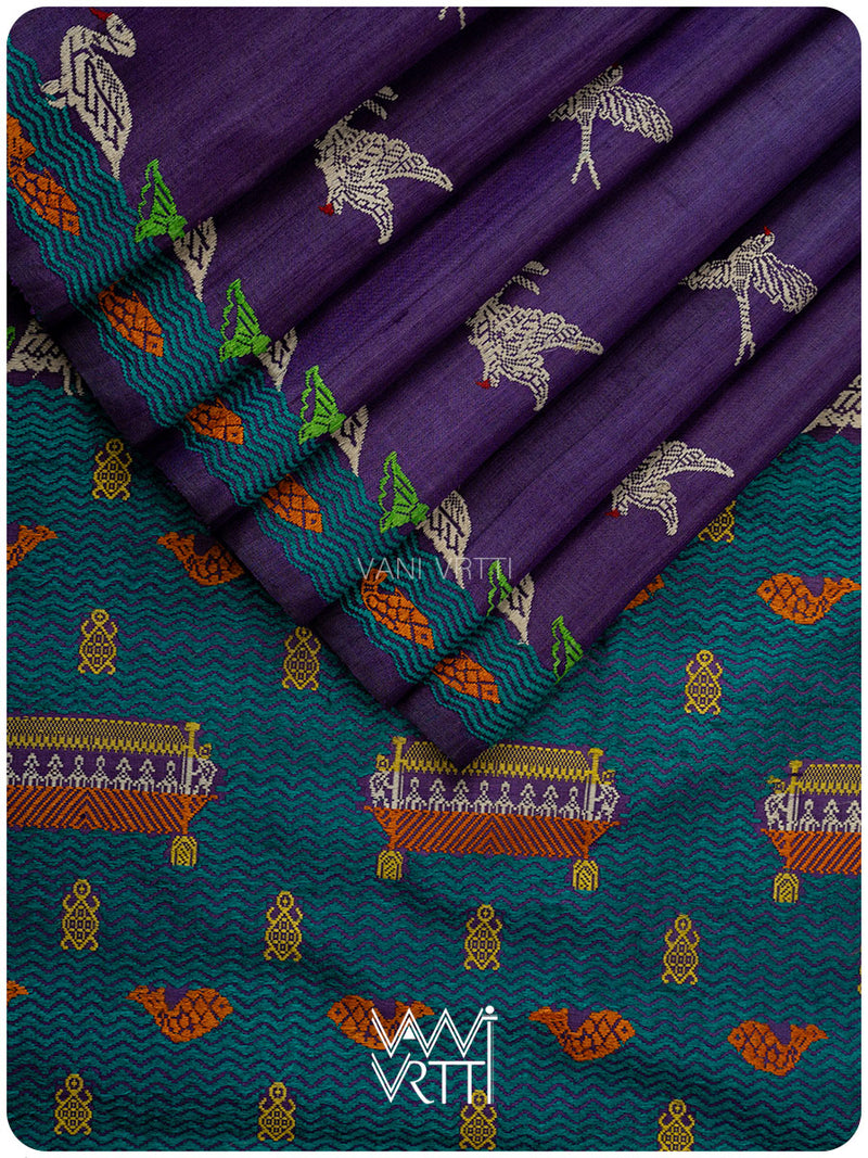 Deep Baingani Chilika Master Weave Exclusive Handspun Tussar Silk Saree