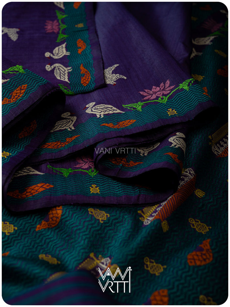 Deep Baingani Chilika Master Weave Exclusive Handspun Tussar Silk Saree