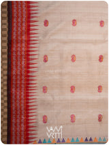Off White Red Ganga Jamuna Veena Pani Lata Master Weave Exclusive Handspun Tussar Silk Saree
