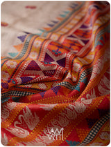 Off White Red Ganga Jamuna Veena Pani Lata Master Weave Exclusive Handspun Tussar Silk Saree
