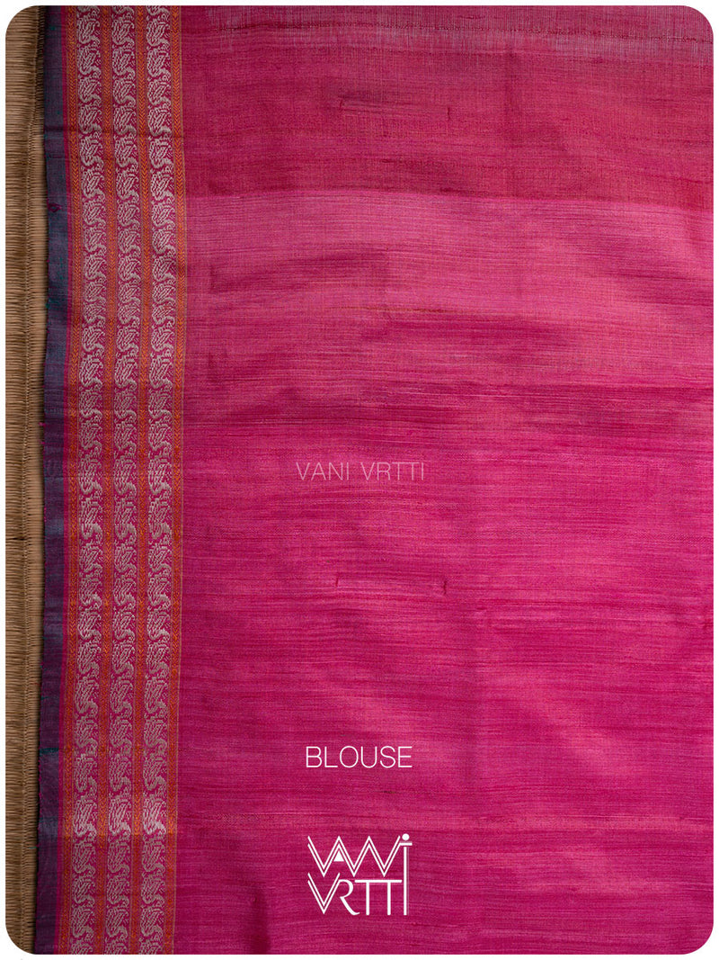 Off White Red Ganga Jamuna Veena Pani Lata Master Weave Exclusive Handspun Tussar Silk Saree