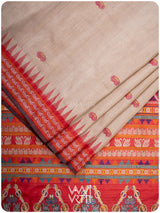 Off White Red Ganga Jamuna Veena Pani Lata Master Weave Exclusive Handspun Tussar Silk Saree