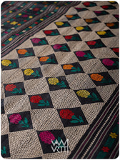 Slate Black Magenta Rust Marigold Wild Garden Master Weave Exclusive Handspun Tussar Silk Saree
