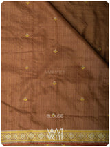 Caramel Brown Brahma Kamal Master Weave Exclusive Handspun Tussar Silk Saree