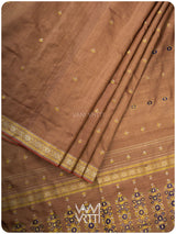 Caramel Brown Brahma Kamal Master Weave Exclusive Handspun Tussar Silk Saree