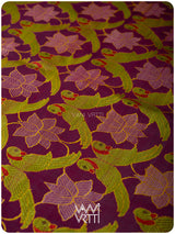 Deep Wine Pink Lotus Parrot Jaal Designer Exclusive Handspun Handwoven Tussar Silk Saree