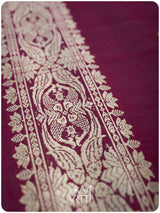 Deep Wine Pink Lotus Parrot Jaal Designer Exclusive Handspun Handwoven Tussar Silk Saree