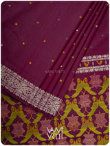 Deep Wine Pink Lotus Parrot Jaal Designer Exclusive Handspun Handwoven Tussar Silk Saree