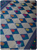 Deep Royal Blue Magenta Marigold Wild Garden Master Weave Exclusive Handspun Tussar Silk Saree