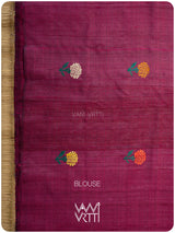 Deep Royal Blue Magenta Marigold Wild Garden Master Weave Exclusive Handspun Tussar Silk Saree