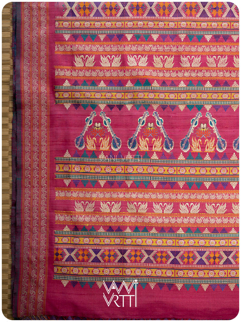 Haldi Besan Yellow Ganga Jamuna Veena Pani Lata Master Weave Exclusive Handspun Tussar Silk Saree
