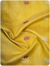 Haldi Besan Yellow Ganga Jamuna Veena Pani Lata Master Weave Exclusive Handspun Tussar Silk Saree
