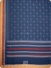 Indigo Tea Leaf Natural Dyed Cotton Ikat Saree