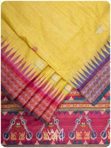Haldi Besan Yellow Ganga Jamuna Veena Pani Lata Master Weave Exclusive Handspun Tussar Silk Saree