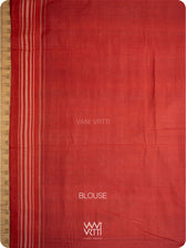 Indigo Blue Red Tea Leaf Natural Dyed Cotton Ikat Saree