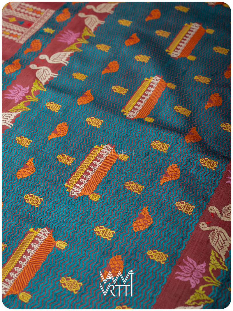 Ruby Red Chilika Master Weave Exclusive Handspun Tussar Silk Saree