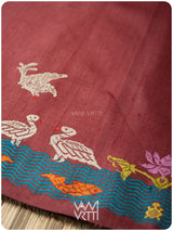 Ruby Red Chilika Master Weave Exclusive Handspun Tussar Silk Saree