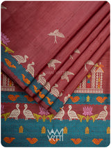 Ruby Red Chilika Master Weave Exclusive Handspun Tussar Silk Saree
