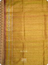 Off White Banana Green Red  Ananta Handspun Tussar Silk Saree